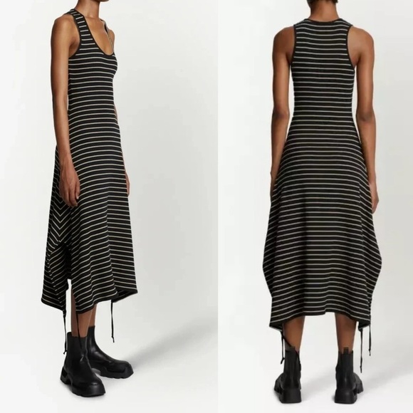 Proenza Schouler Dresses & Skirts - Proenza Schouler White Label Striped Ribbed-Knit Sleeveless Dress In Black Sz L